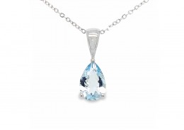 9ct White Gold Aquamarine Necklace