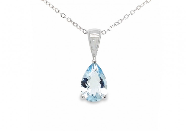 9ct White Gold Aquamarine Necklace