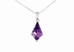 18ct White Gold Amethyst & Diamond Necklace