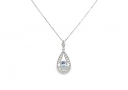 9ct White Gold Aquamarine & Diamond Necklace 9ct White Gold Aquamarine & Diamond Necklace