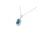 9ct White Gold Blue Topaz & Diamond Necklace