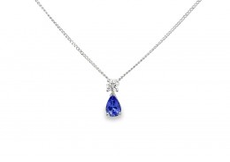 9ct White Gold Tanzanite & Diamond Necklace