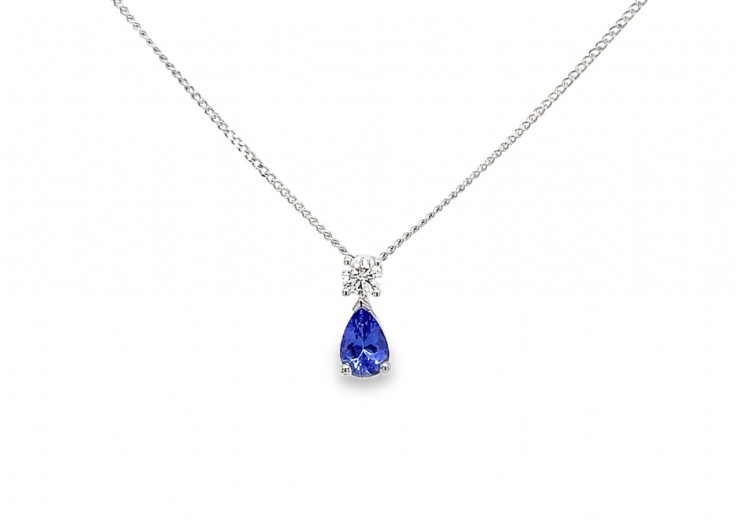 9ct White Gold Tanzanite & Diamond Necklace