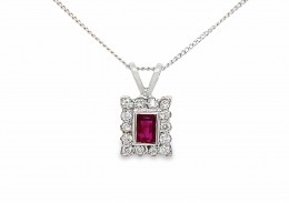 18ct White Gold Ruby & Diamond Necklace