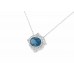 Pre-owned 9ct White Gold Blue Topaz & Diamond Necklace
