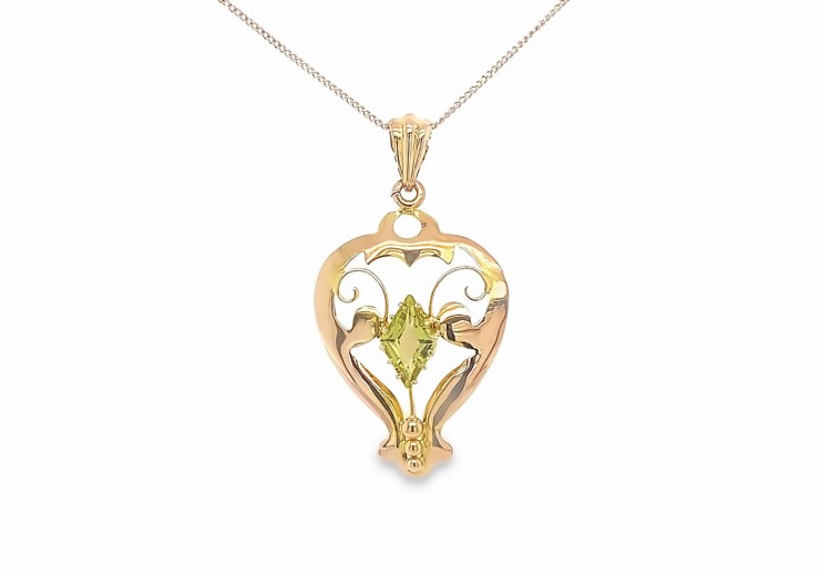 Pre-owned 9ct Rose Gold & Peridot Necklace