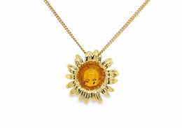 Pre-owned 9ct Yellow Gold Amber Necklace