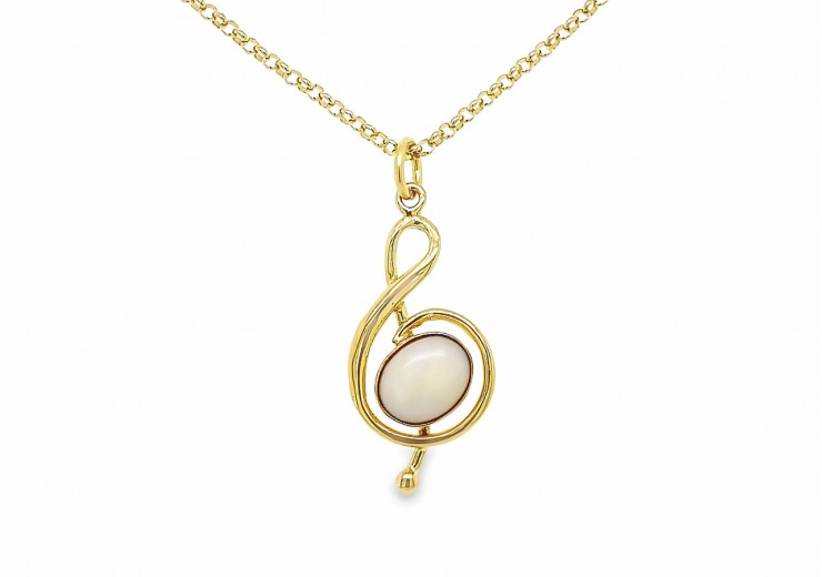 Pre-owned 9ct Yellow Gold Opal Swirl Necklace
