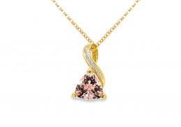 Pre-owned 14ct Yellow Gold Morganite & Diamond Necklace