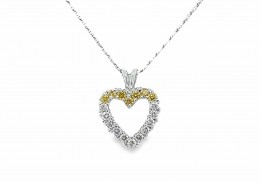 Pre-owned 18ct White Gold Yellow & White Diamond Heart Necklace