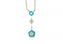 Pre-owned 18ct White Gold Turquoise & Diamond Necklace