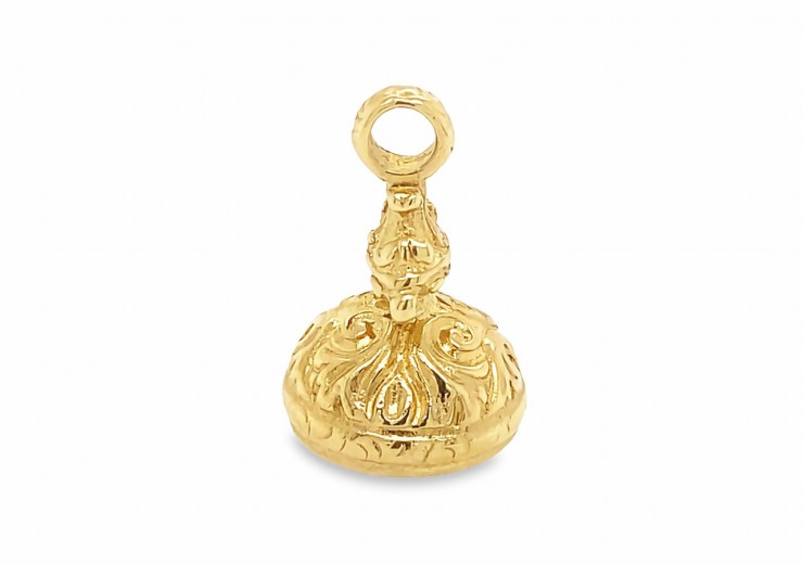Pre-owned 9ct Yellow Gold Green Stone Fob Pendant