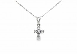 Pre-owned 18ct White Gold Diamond Cross Necklace