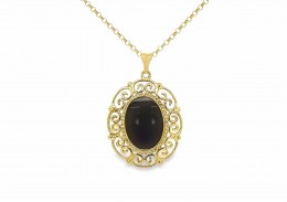 Pre-owned 9ct Yellow Gold Onyx Necklace