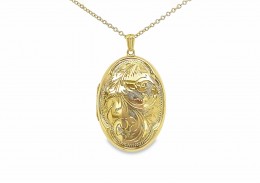 Pre-owned 9ct Yellow Gold Patterned Locket Necklace