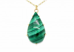 Pre-owned 9ct Yellow Gold Malachite Necklace