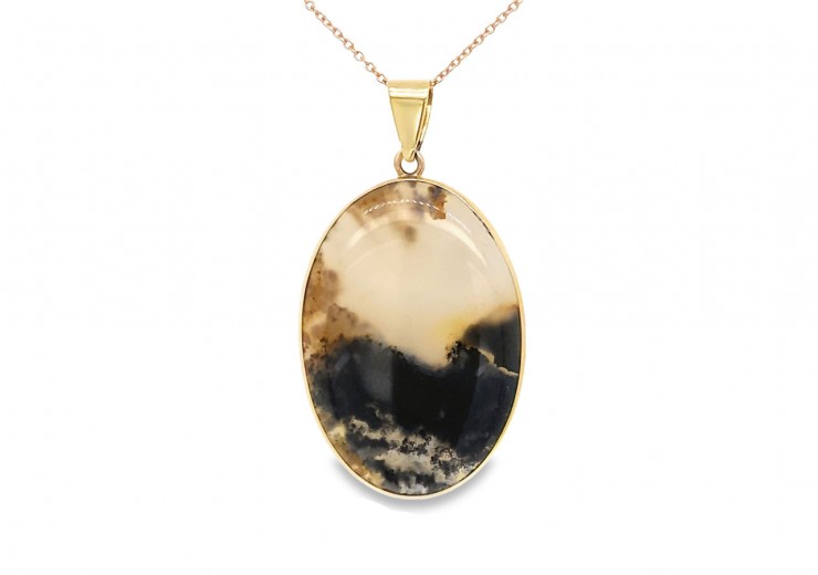 Pre-owned 9ct & 14ct Rose Gold Agate Necklace