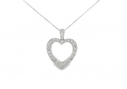Pre-owned 9ct White Gold Diamond Heart Necklace