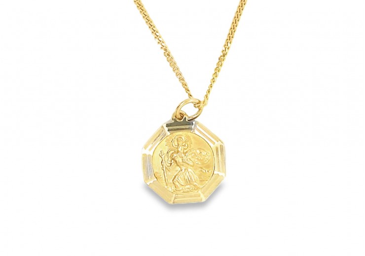 Pre-owned 9ct Yellow Gold St Christopher Necklace