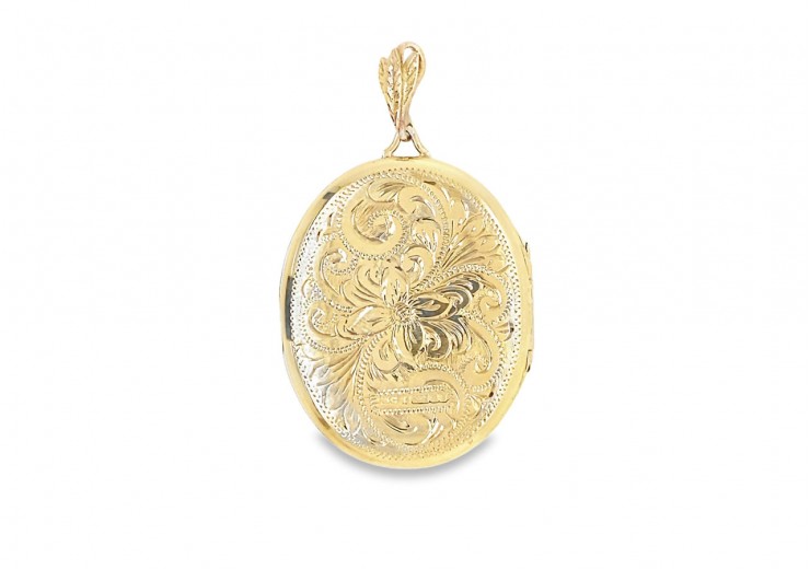 Pre-owned 9ct Yellow Gold Patterned Locket Pendant