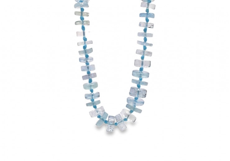 Silver Aquamarine Beaded Necklace