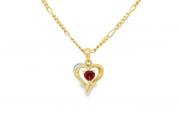 Pre-owned 9ct Yellow Garnet & Diamond Heart Necklace