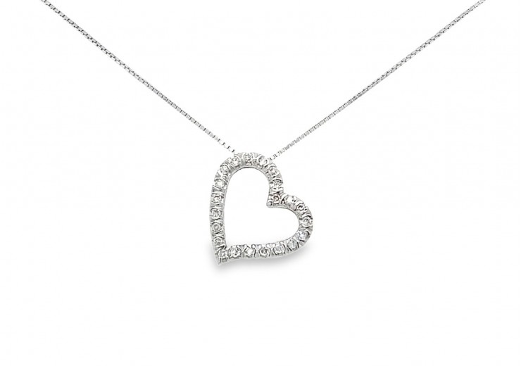 Pre-owned 9ct White Gold Heart Necklace