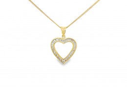 Pre-owned 9ct Yellow Gold Diamond Heart Necklace