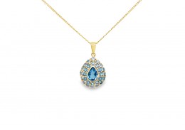 Pre-owned 9ct Yellow Gold Blue Topaz Necklace
