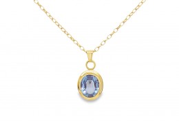Pre-owned 9ct Yellow Gold Synthetic Blue Spinel Necklace