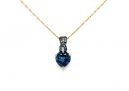 Pre-owned 9ct Yellow Gold Blue Topaz Necklace