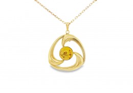 Pre-owned 9ct Yellow Gold Amber Necklace