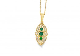 9ct Yellow Gold Emerald & Diamond Necklace