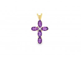 Pre-owned 9ct Gold Amethyst Cross