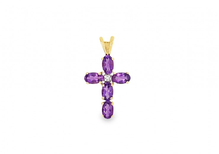 Pre-owned 9ct Gold Amethyst Cross
