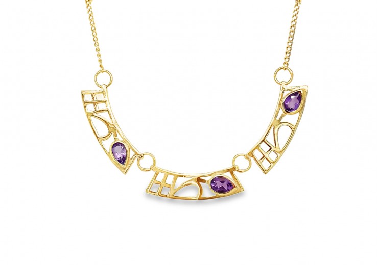 Pre-owned 9ct Gold Mackintosh Style Necklet