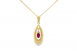 Pre-owned 9ct Gold Ruby & Diamond Necklace Pre-owned 9ct Gold Ruby & Diamond Necklace