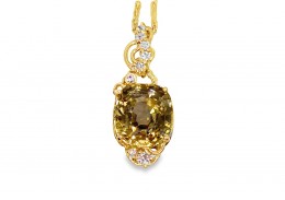Bespoke Design 18ct Yellow Gold Yellow Sapphire & Diamond Pendant Bespoke Design 18ct Yellow Gold Yellow Sapphire & Diamond Pendant