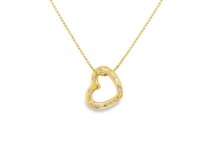 Pre-owned 9ct Yellow Gold Diamond Heart Necklace Pre-owned 9ct Yellow Gold Diamond Heart Necklace