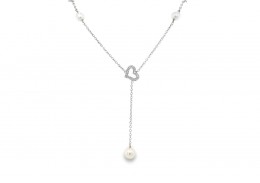 Pre-owned 9ct White Gold Pearl & Diamond Necklace