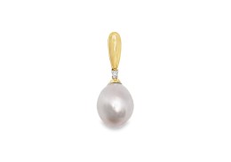 9ct Yellow Gold Pearl & Diamond Drop Pendant