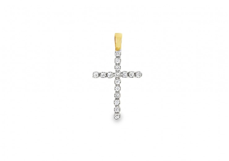 Pre-owned 9ct Yellow Gold Cubic Zirconia Cross