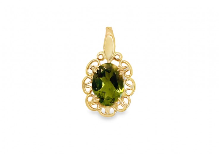 Pre-owned 9ct Yellow Gold Peridot Fancy Pendant