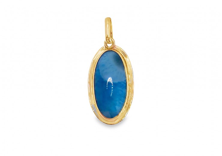 Pre-owned 9ct Yellow Gold Oval Turqoise Pendant
