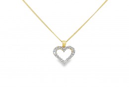 Pre-owned 9ct Gold Diamond Heart Necklace