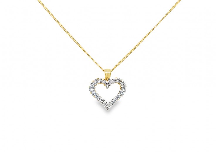 Pre-owned 9ct Gold Diamond Heart Necklace Pre-owned 9ct Gold Diamond Heart Necklace