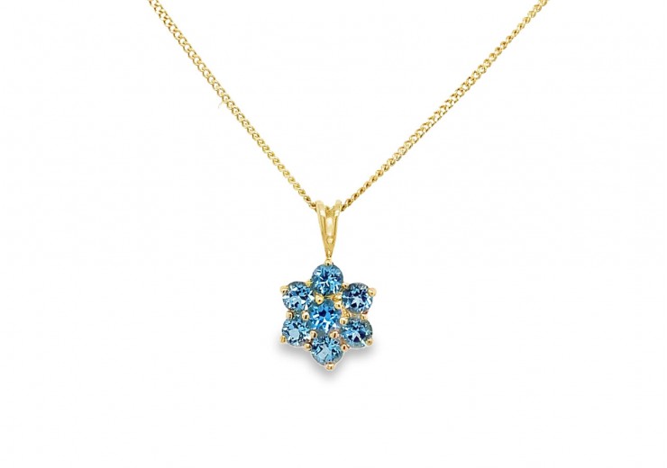 Pre-owned 9ct Gold Blue Topaz Necklace