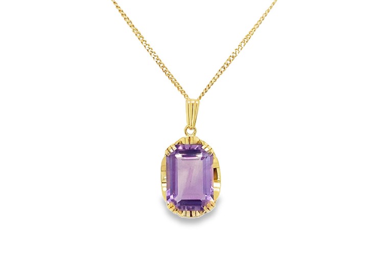 Pre-owned 9ct Yellow Gold & Amethyst Necklace