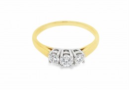 18ct Yellow Gold Diamond Trilogy Ring