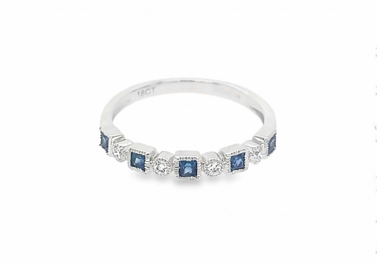 18ct White Gold Sapphire & Diamond Eternity Ring 